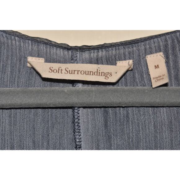 SOFT SURROUNDINGS $159 Scoop Neck Layered Ruffle Kaftan Dress Gray Medium - Picture 4 of 4